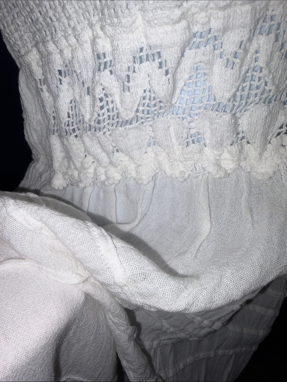 Sea Spice- Ivory Cotton Crochet Halter Maxi Dress Size Medium - Picture 11 of 16